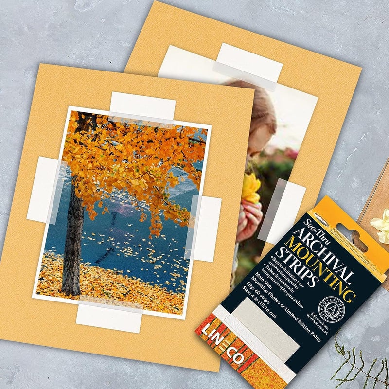 Lineco 4 Inches See-Through Archival Polyester Mounting Strips. Acid-Free, Framing Photos, Hinge-Less, Sturdy, Safe, Conservation, Easy, Artwork, Craft, DIY. (Pack of 60) - Image 3